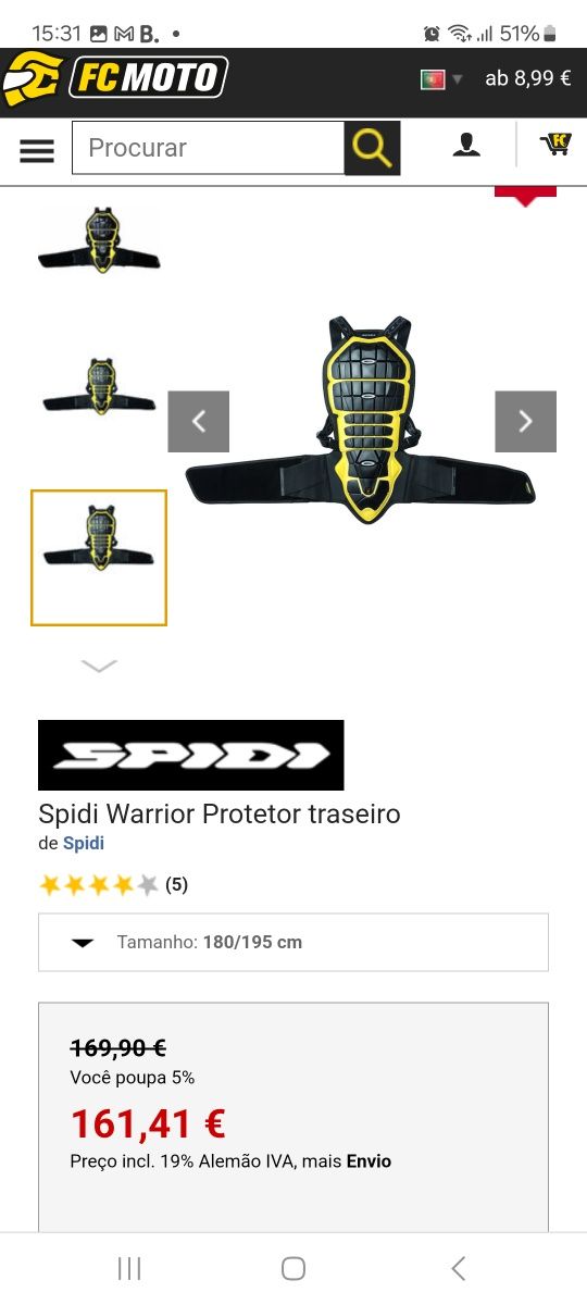 Proteção de costas Spidi Back Warrior - nova