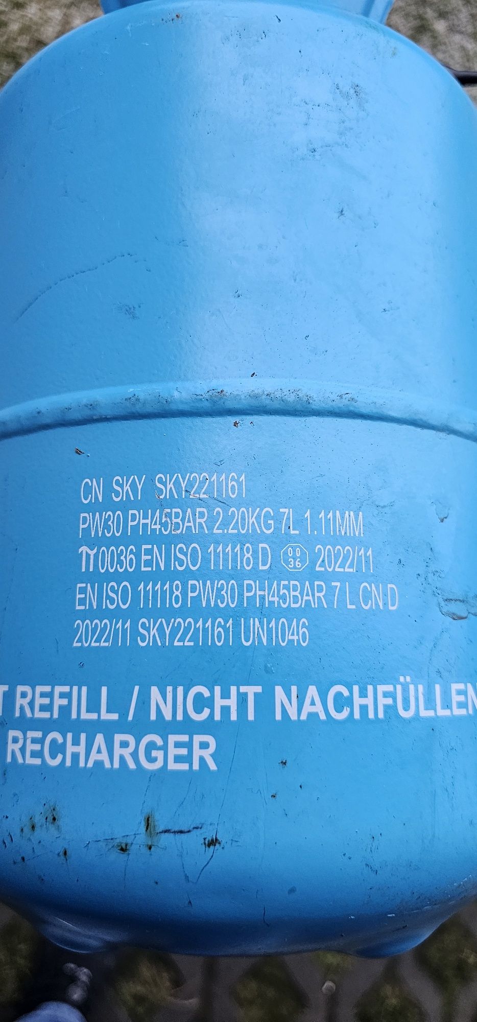 Butla na hel butla po helu 7 l 2.2 kg