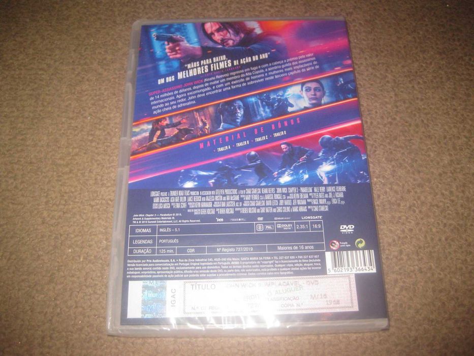 DVD "John Wick 3: Implacável" com Keanu Reeves/Selado!