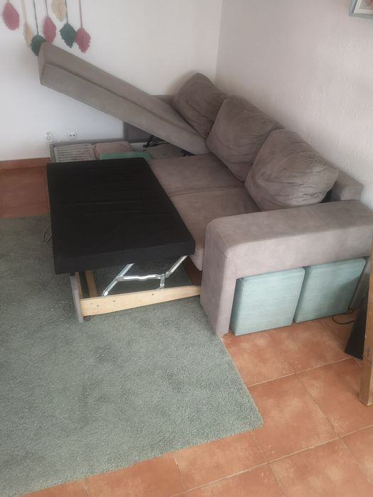 Sofá chaise longue cinzento 2,20m possibilidade de entrega