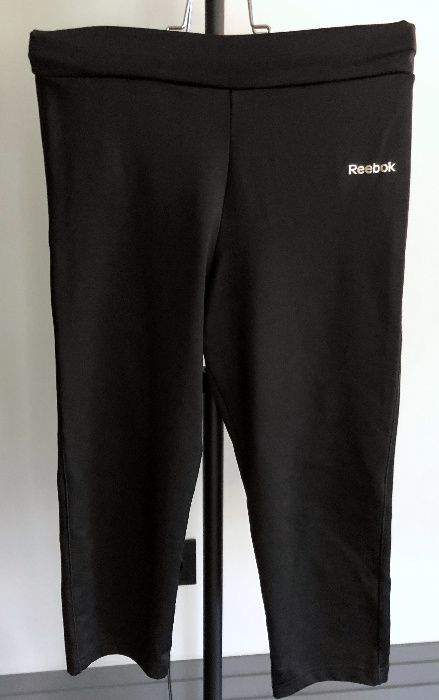 REEBOK spodnie dresowe sportowe czarne 3/4 rozm. XS 34 stan BDB