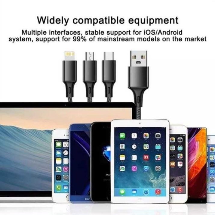 Гнучкий зарядний кабель для смартфонів на три порти
