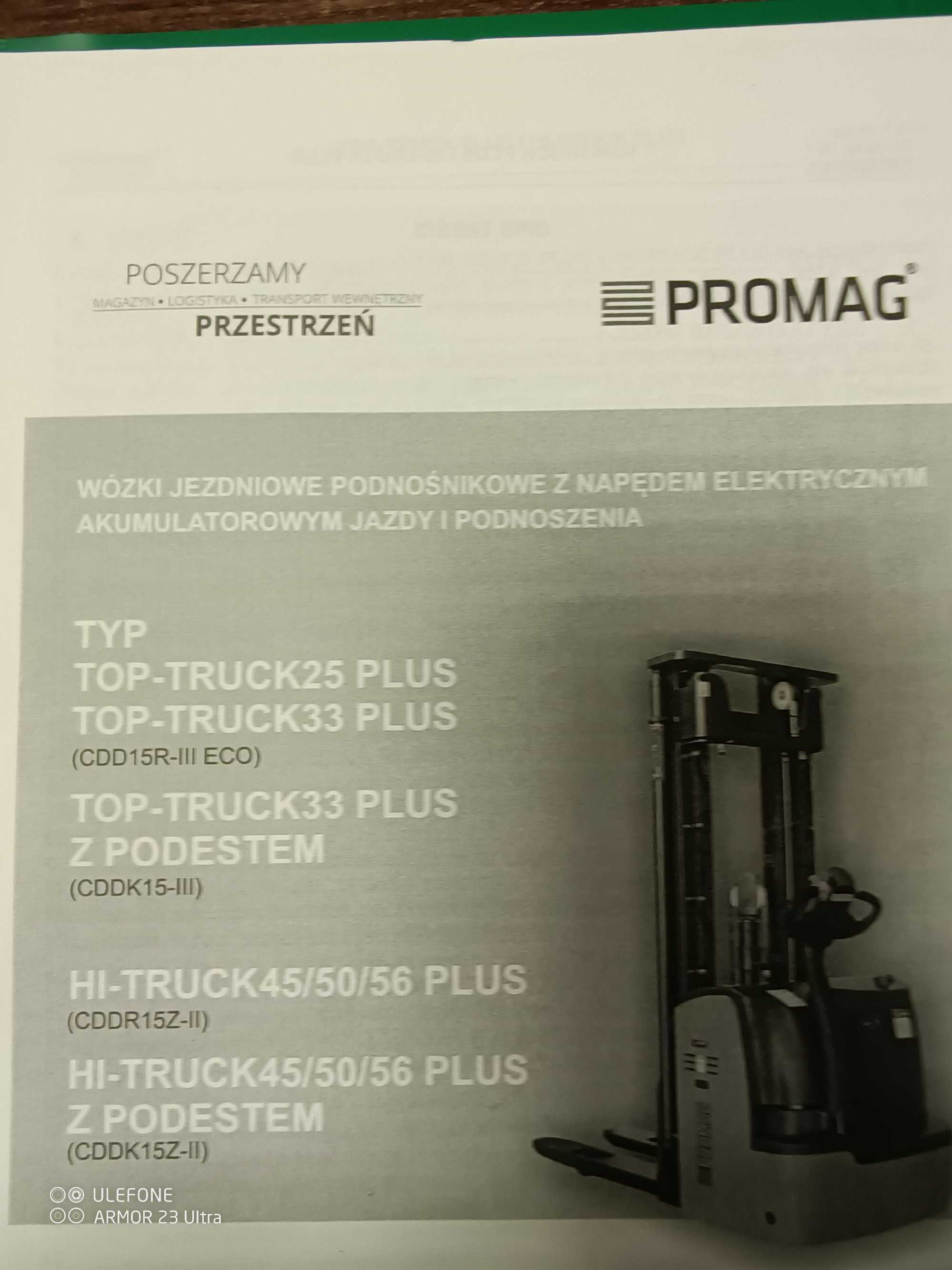 Sprzedam  wózek widłowy PODNOSNIKOWY  na 5,6 m PROMAG HI-TRUCK 56 PLUS