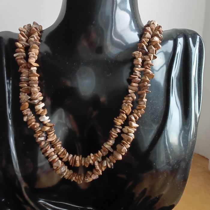 Colar de Cascalho Natural de Jade  84 cm