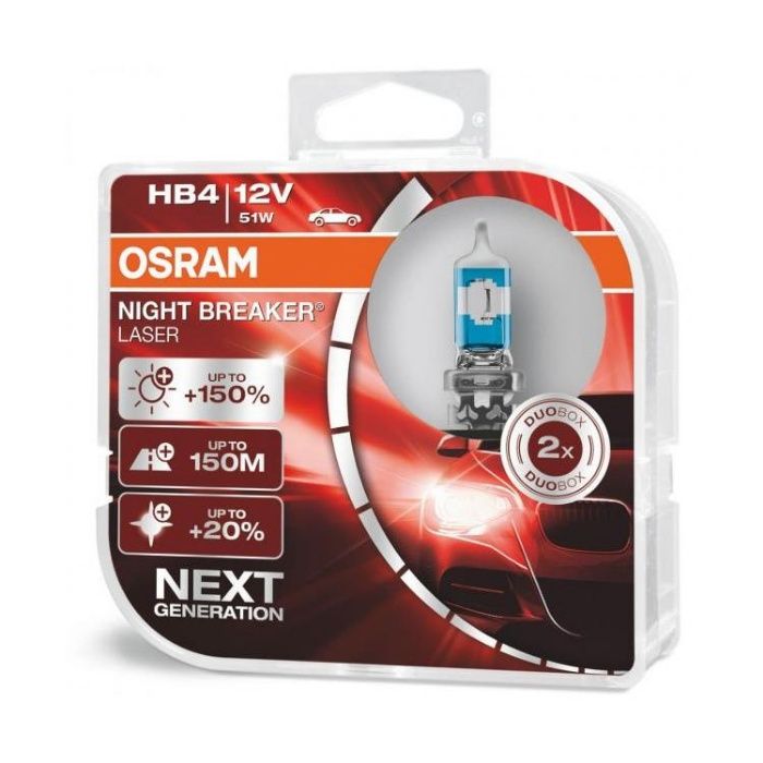 Lâmpadas Osram Night Breaker Laser Next +150% H1/H3/H4/H7/H8/H11/HB3