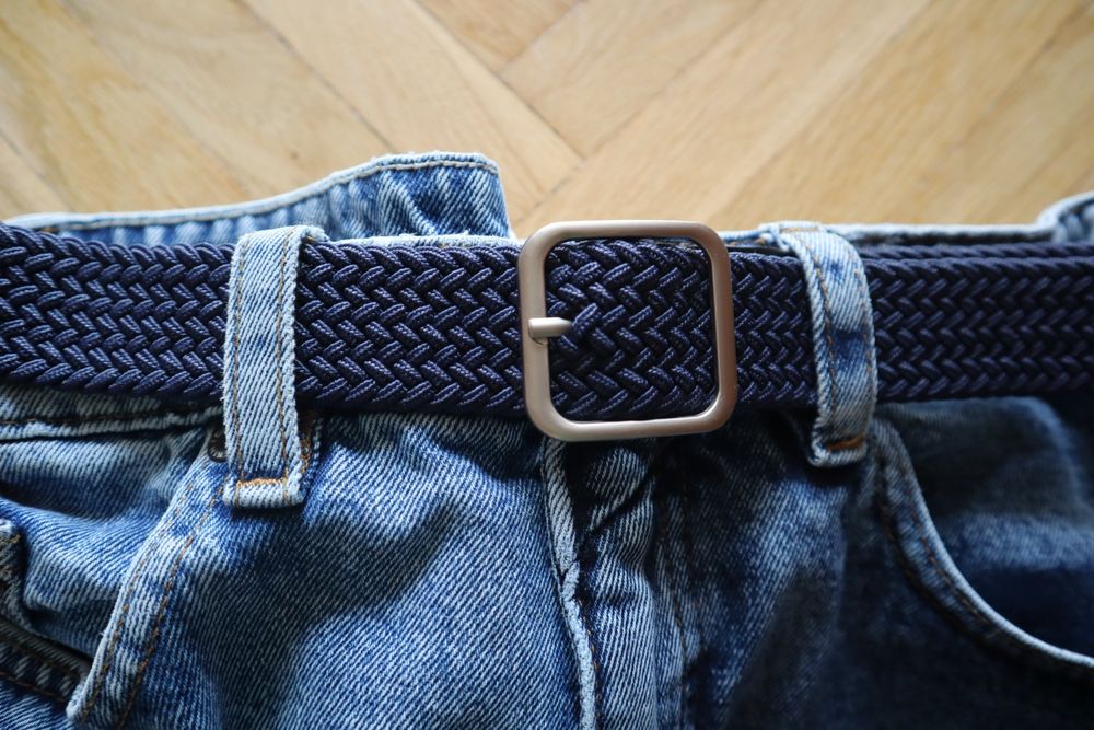 Pasek pleciony granatowy