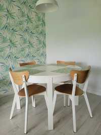 Stół okrągły rozkładany IKEA BJURSTA + 4 krzesła