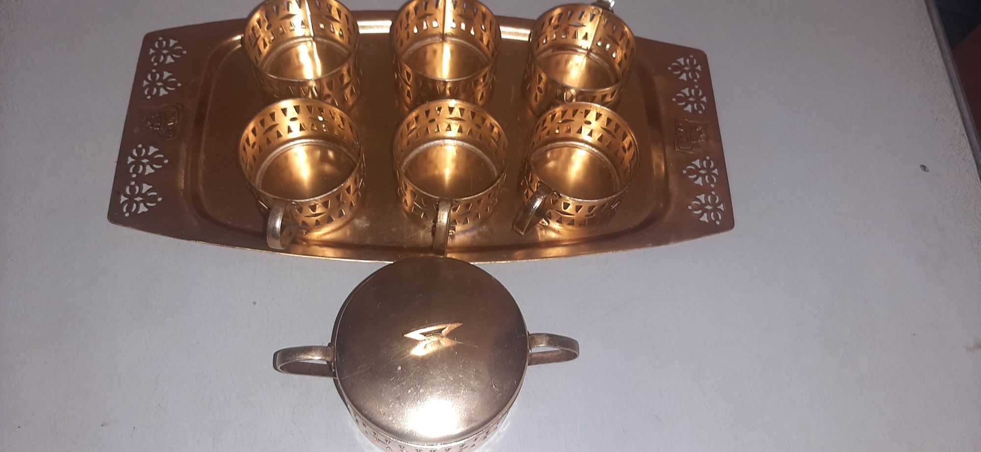 Поднос с подстаканиками СССР