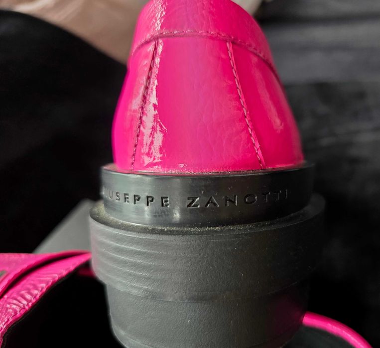 Giuseppe Zanotti Włoskie Oryg. Mokasyny kolor fuksja magenta, skóra 41
