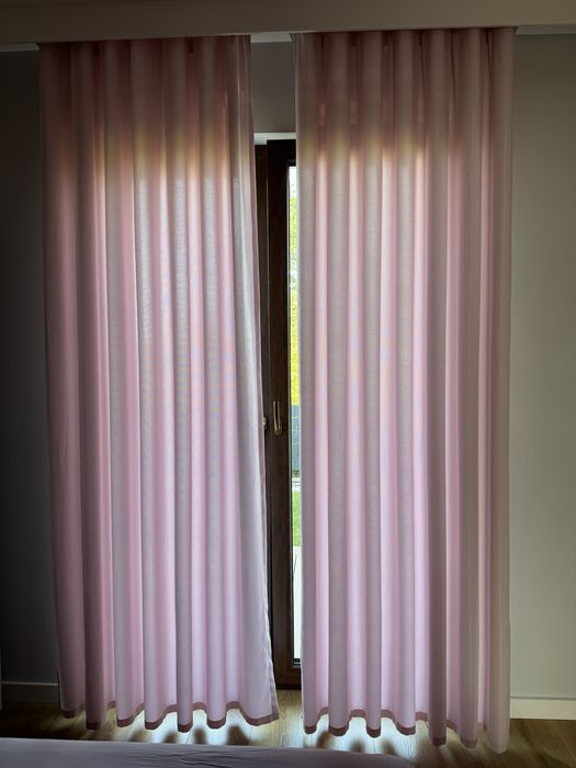 Jasnorozowe, dlugie zaslony, 2 sztuki, dlugosc 265 cm