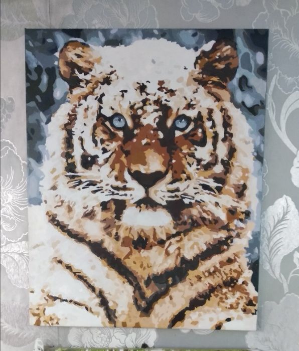 Красивая картина по номерам Тигр в снегу 40*50 Акрил готовая