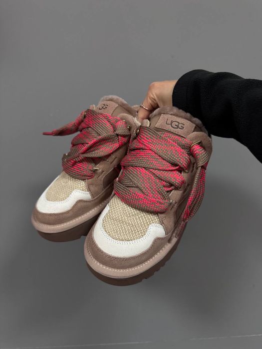 UGG Lowmel Sneakers Brown / Red натуральні Угги овчина хутро коричневі