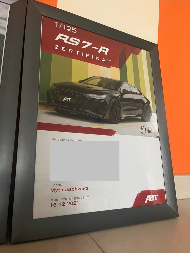 Audi RS7-R certyfikat