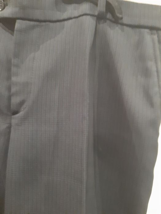 Spodnie czarne prl 56 ocieplane polar paski wełna męska vintage mechta