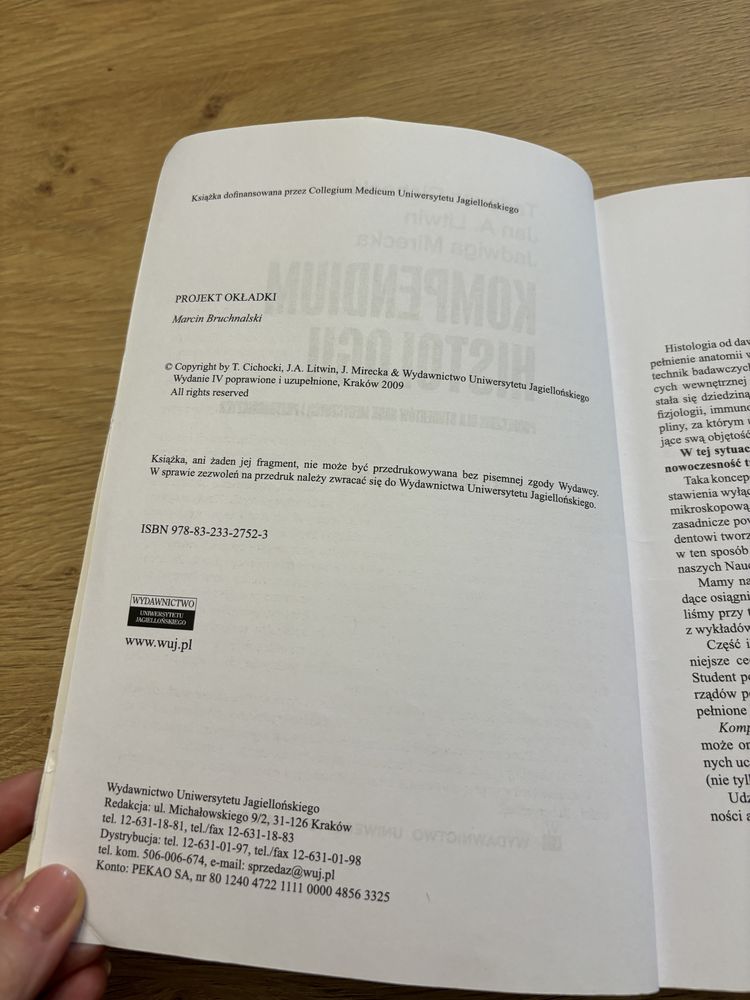 Kompendium histologii Cichocki Wydawnictwo Uniwersytetu Jagiellońskieg