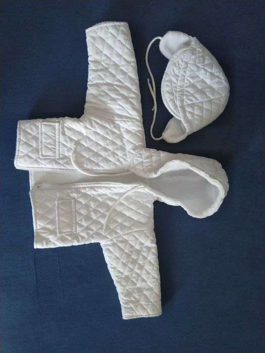 Garniturek na chrzest + zimowa kurteczka i czapka rozmiar 62