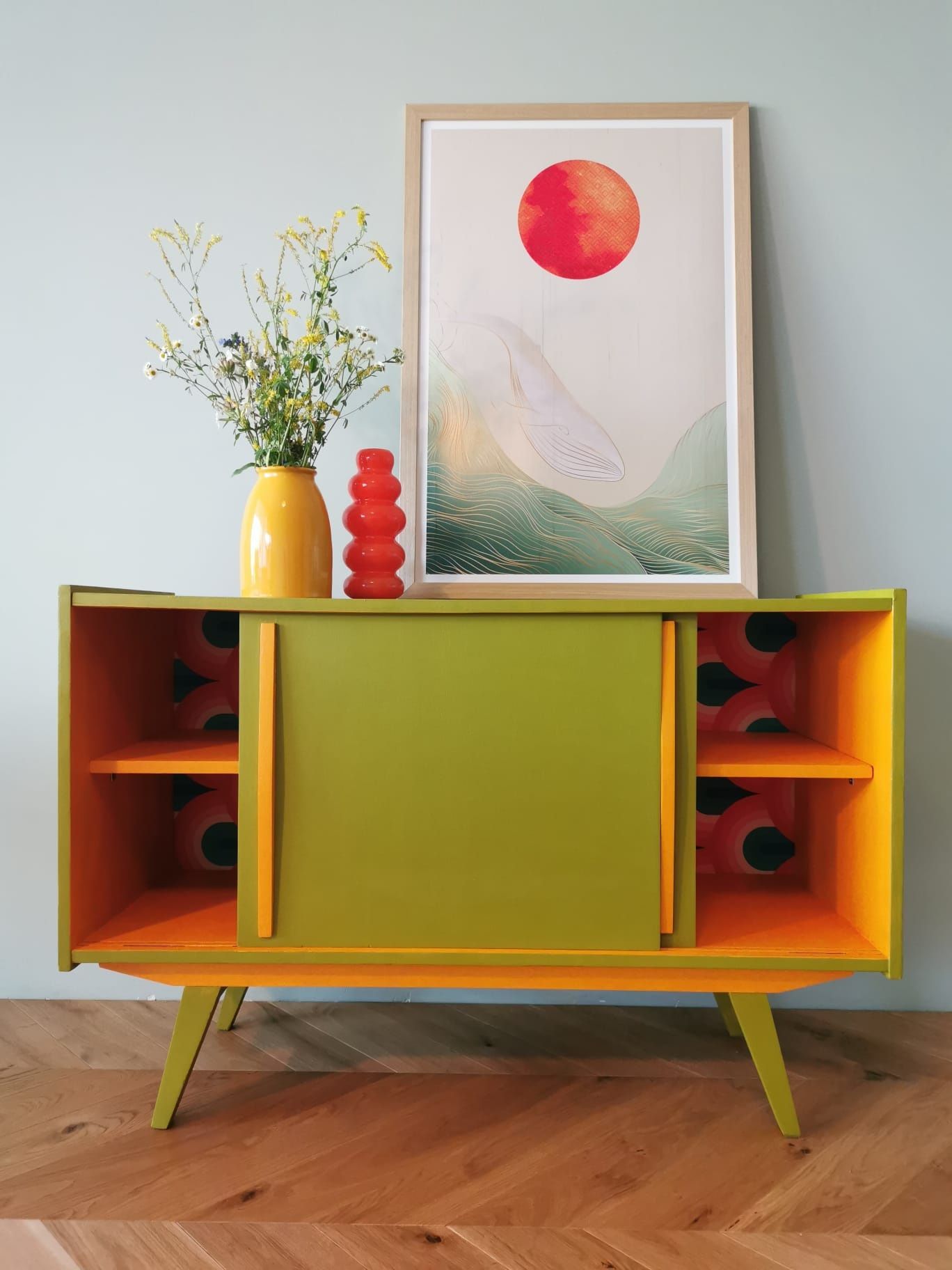 Komoda Sideboard. Lata 60. Słupskie Fabryki Mebli. Odrestaurowana.
