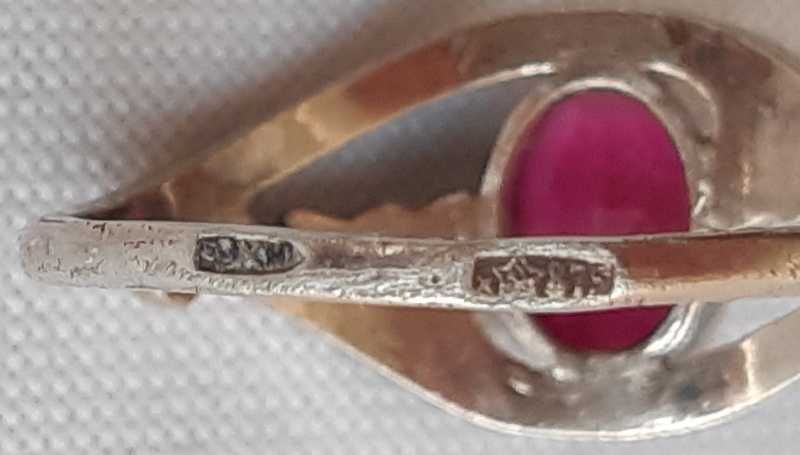 Кольцо серебро 875 пробы, камень, позолота