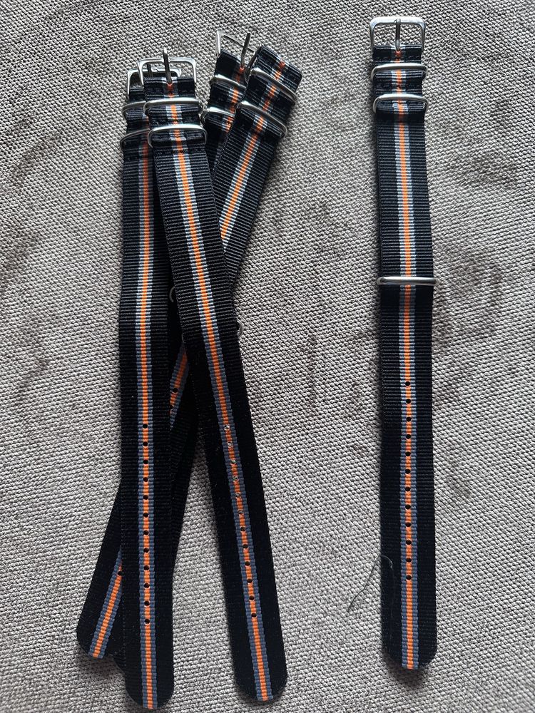 Pasek nato 20mm nowy czarno-szaro-pomarańczowy