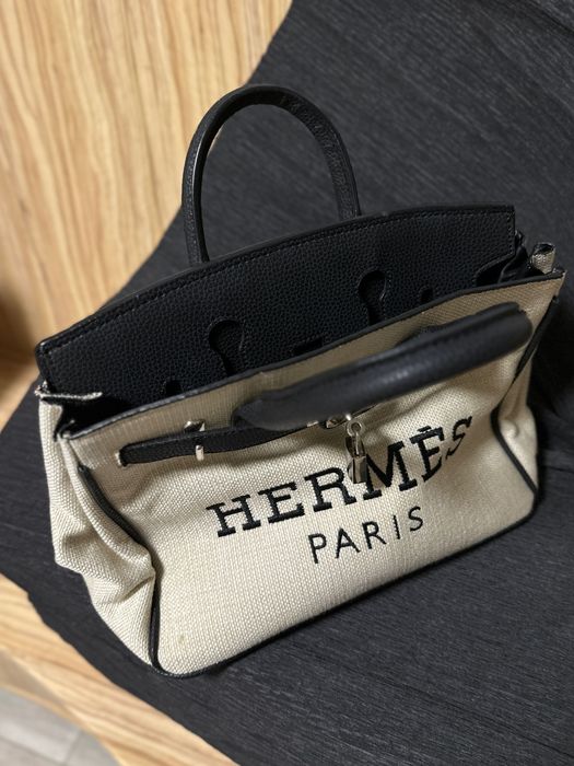 Сумка шопер | шкіра та тканина | жіноча бежева сумка