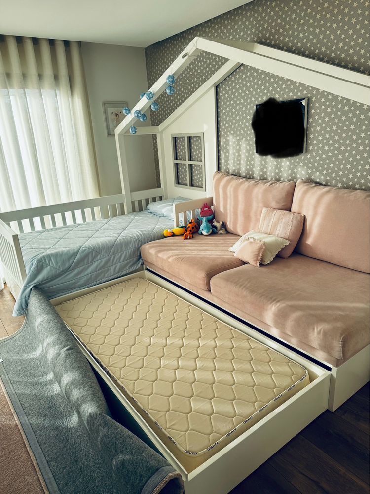 Quarto criança cama 90x1,90 branco lacado