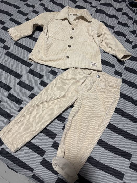 zestaw sztruksowy h&m 92 bezowy