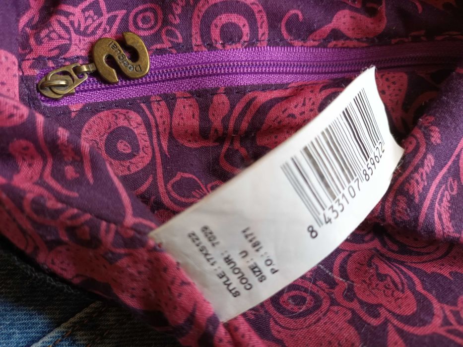 DESIGUAL kolorowa torebka shopper napisy cekiny haft Hippie Boho