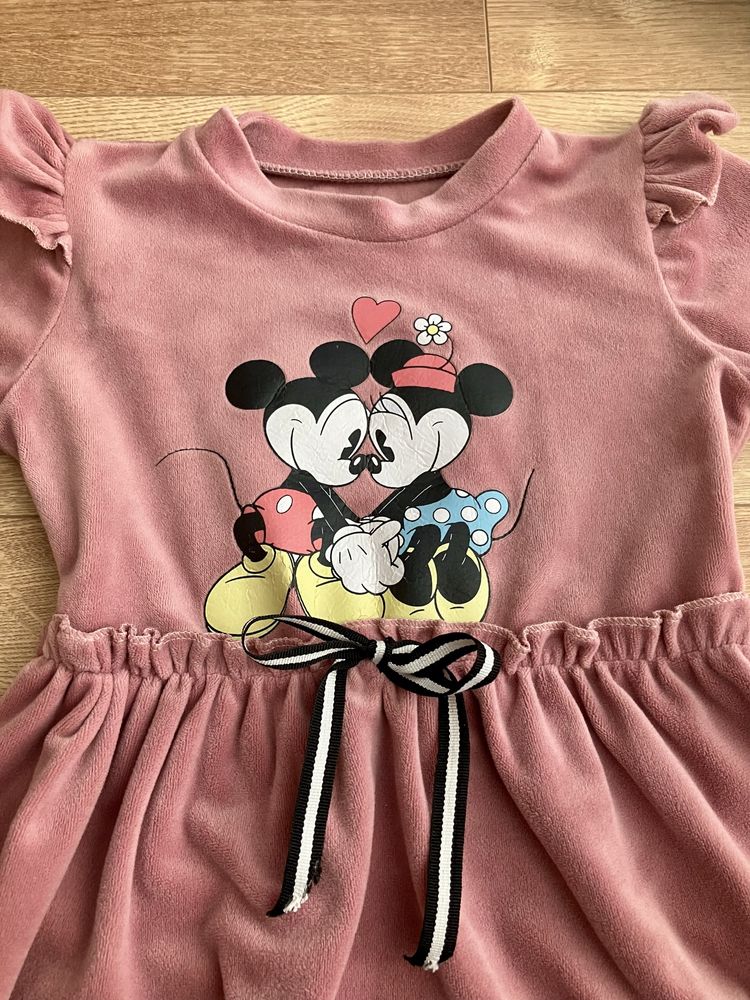 Sukienka welurowa rozmiar 92 Myszka Minnie falbanki