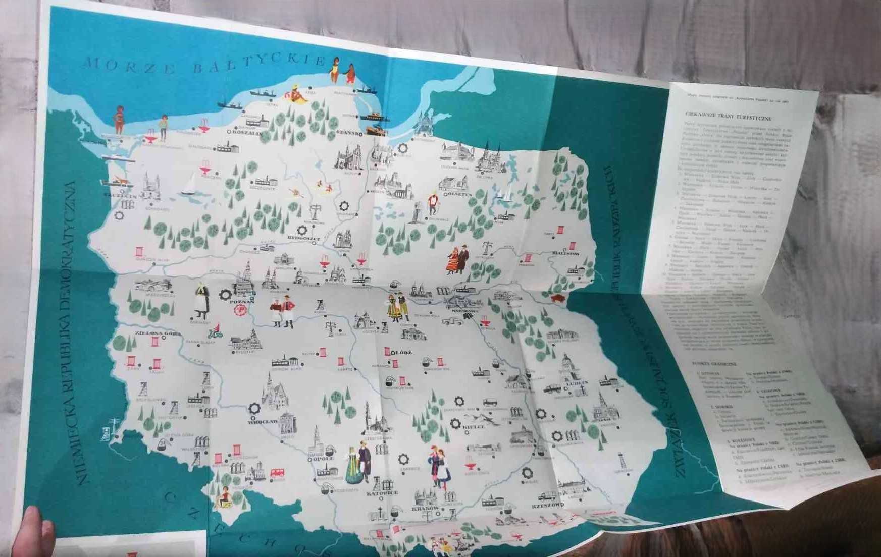 Ilustrowana mapa Polski załącznik kalendarz polonii 1967