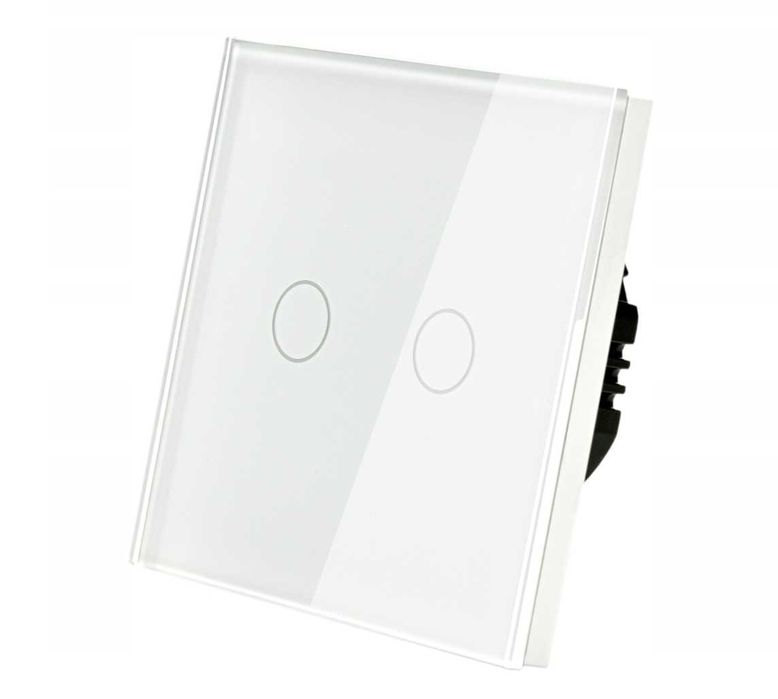 WŁĄCZNIK DOTYKOWY szklany wyłącznik światła podwójny biały