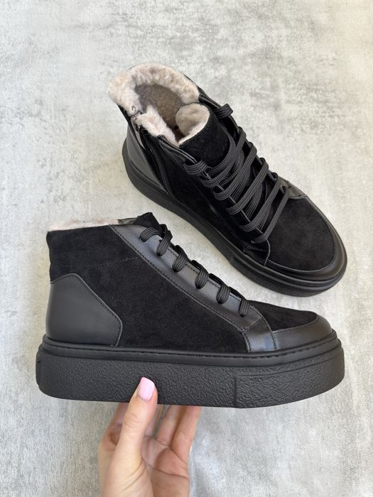 Зимові хайтопи кросівки натуральна шкіра замш