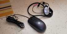 Mysz optyczna HP USB czarna MOFYUO i słuchawki z mikrofonem Logitech
