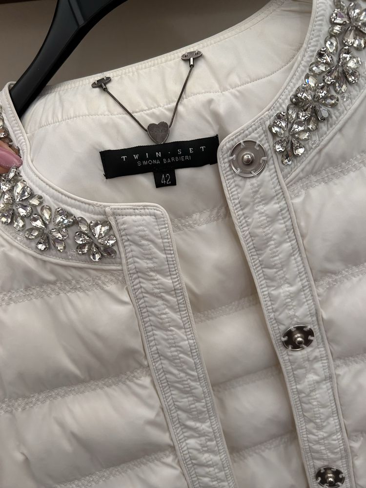 Biała pikowana kurtka Twin Set XL Simona Barbieri r. 42