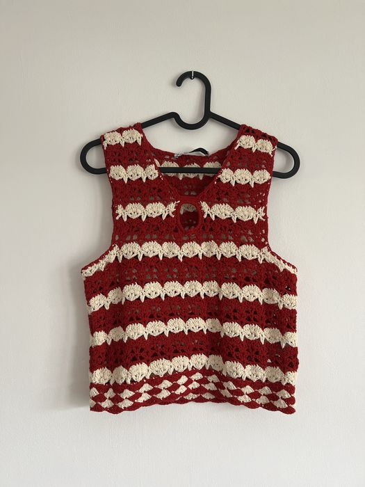 Zara top z dzianiny szydełkowej s/36 nowy z metką bawełna