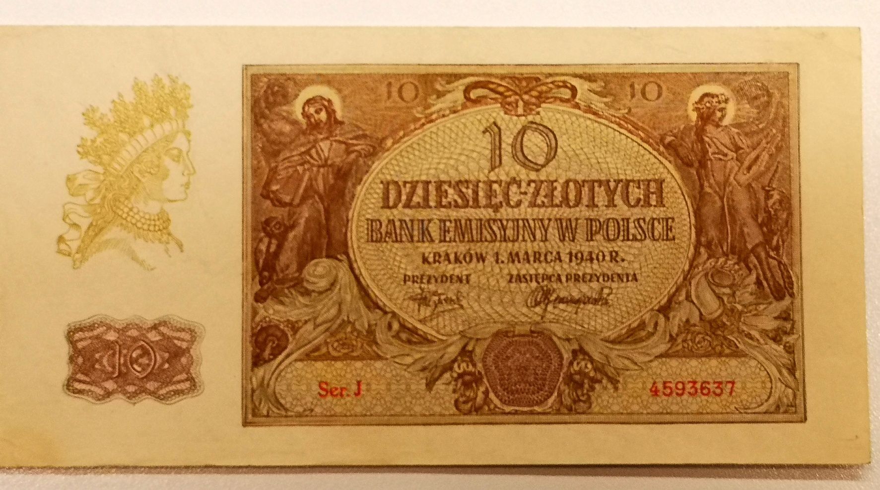 Banknot GG 10zl 1940r seria J