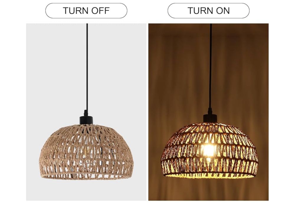 Rattanowa Lampa Wisząca Boho Vintage Piękna