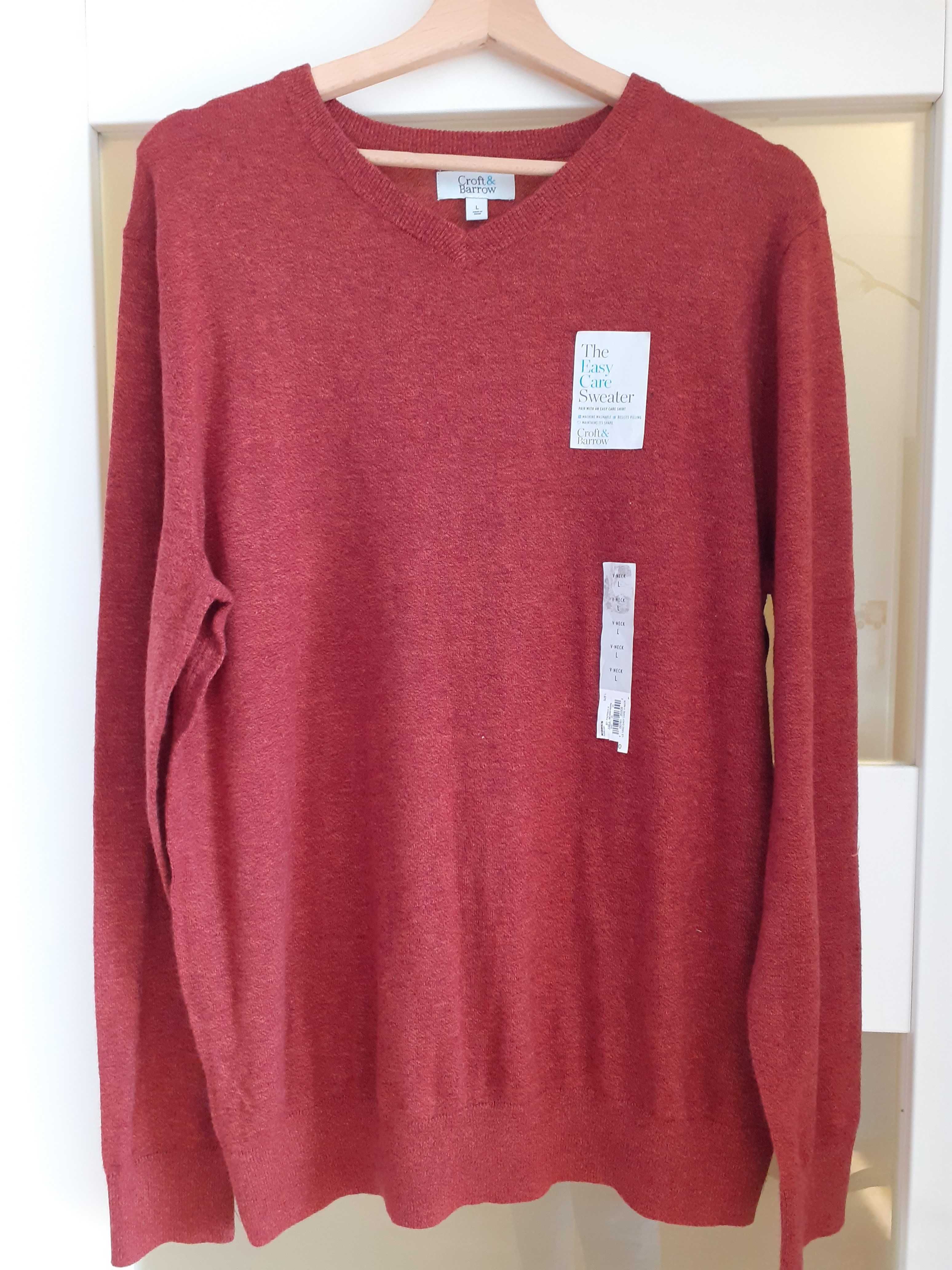 Sweter męski czerwony, nowy, rozmiar L/XL