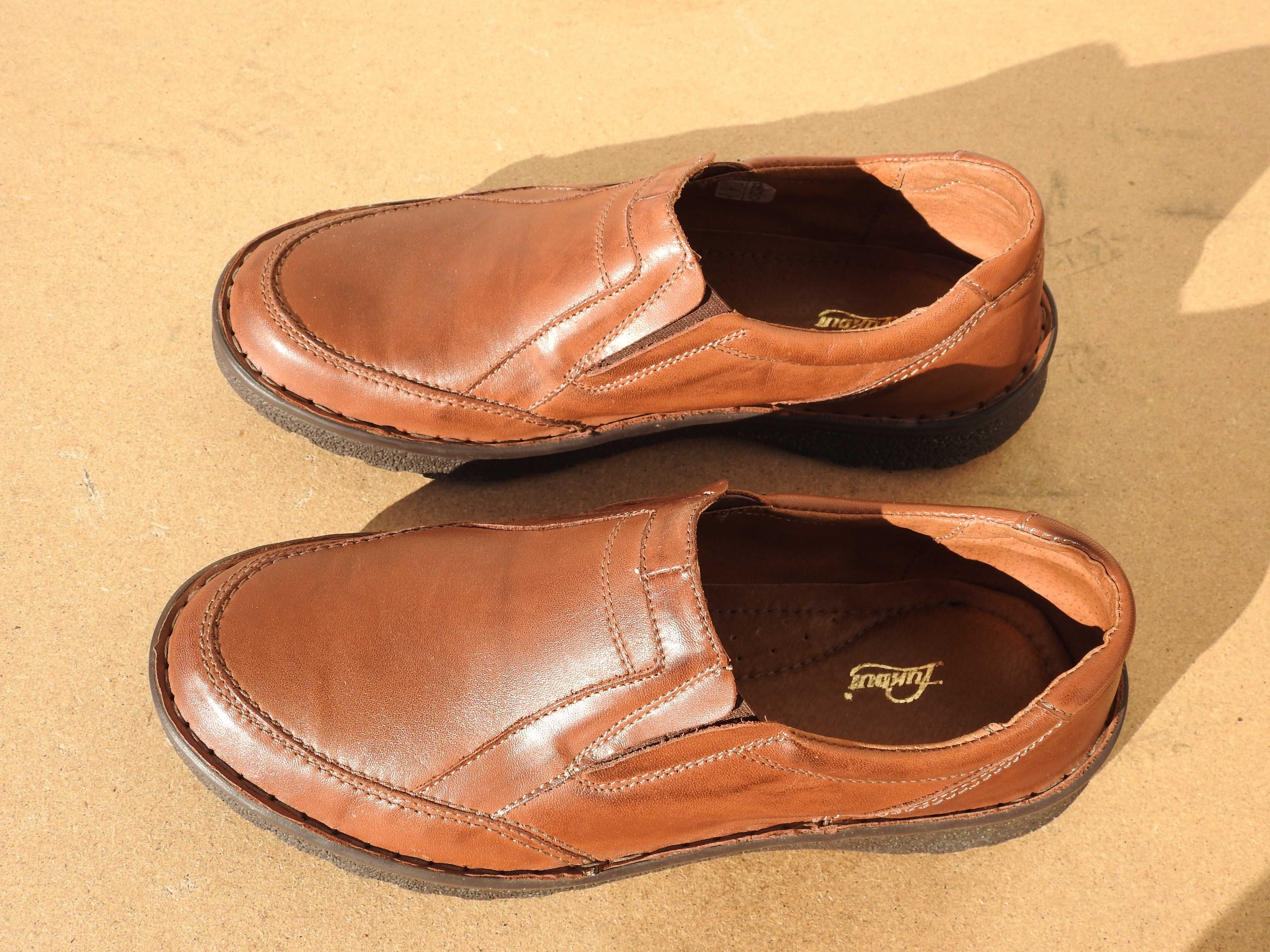 Buty skórzane Łukbut, kolor brązowy, rozmiar 40, mokasyny