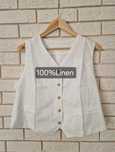 Lniana biała kamizelka damska 100% len 42 XL casualowe vintage modne