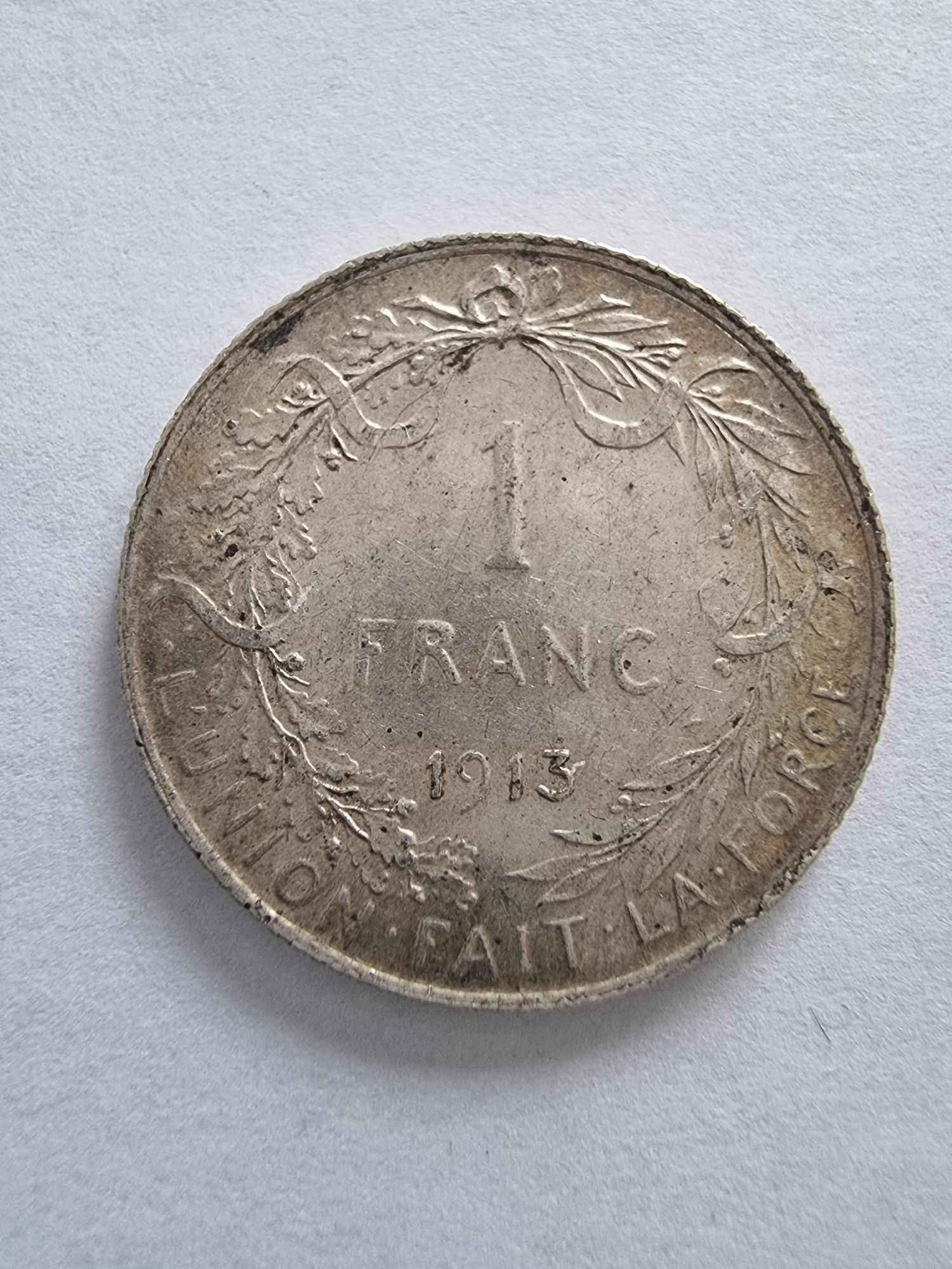 Moneta 1 Frank Belgia srebro 1913