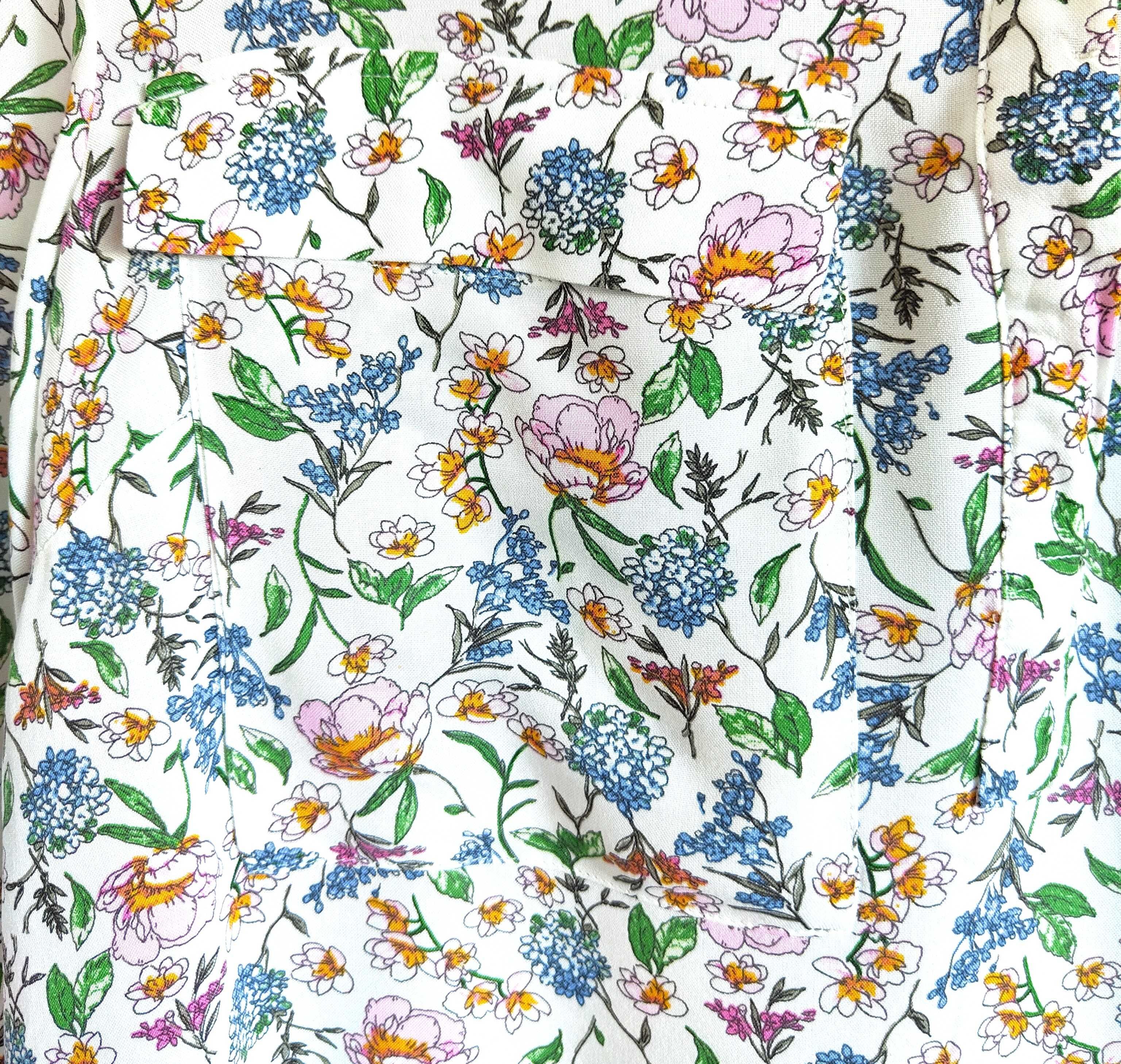 Krótka sukienka H&M koszulowa w kwiaty 36 S floral łączka koszula