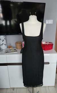 Czarna koronkowa sukienka midii L, Zara