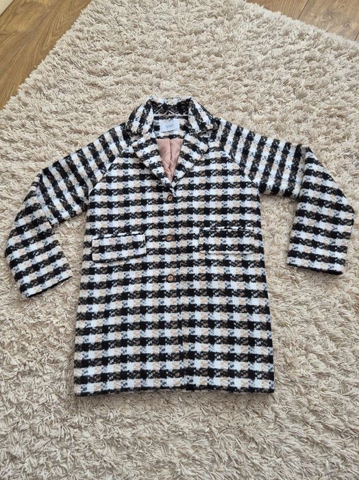 Płaszczyk zimowy jak nowy dla dziewczynki w kratkę RESERVED 152