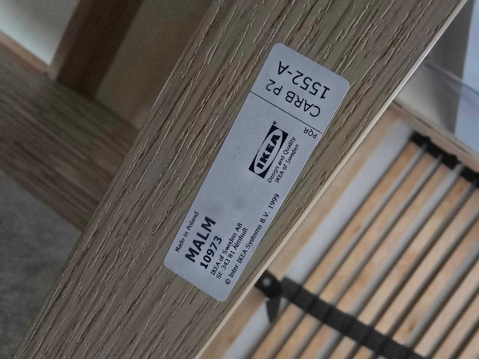 Łóżko IKEA MALM 90x200 + dno + materac IKEA MORGEDAL 90x200