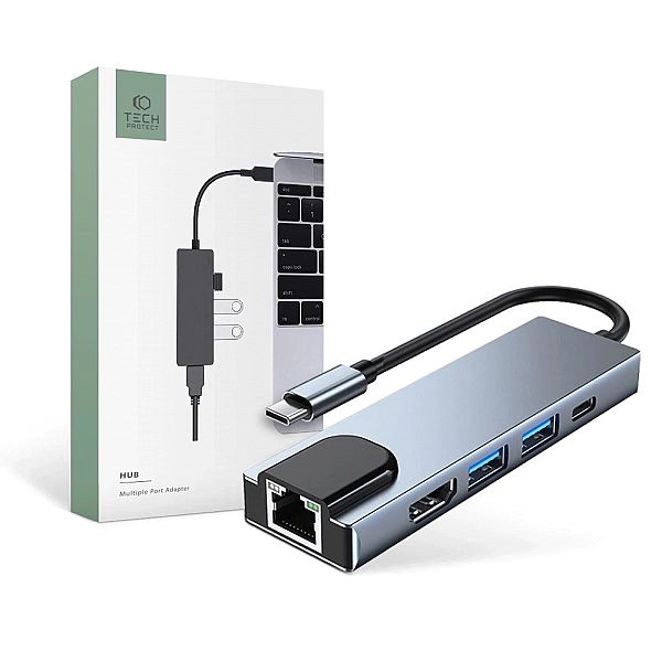 HUB Tech-Protect V3/5w1 USB-C - USB-A 3.0 / USB-A 2.0 / USB-C / HDMI /