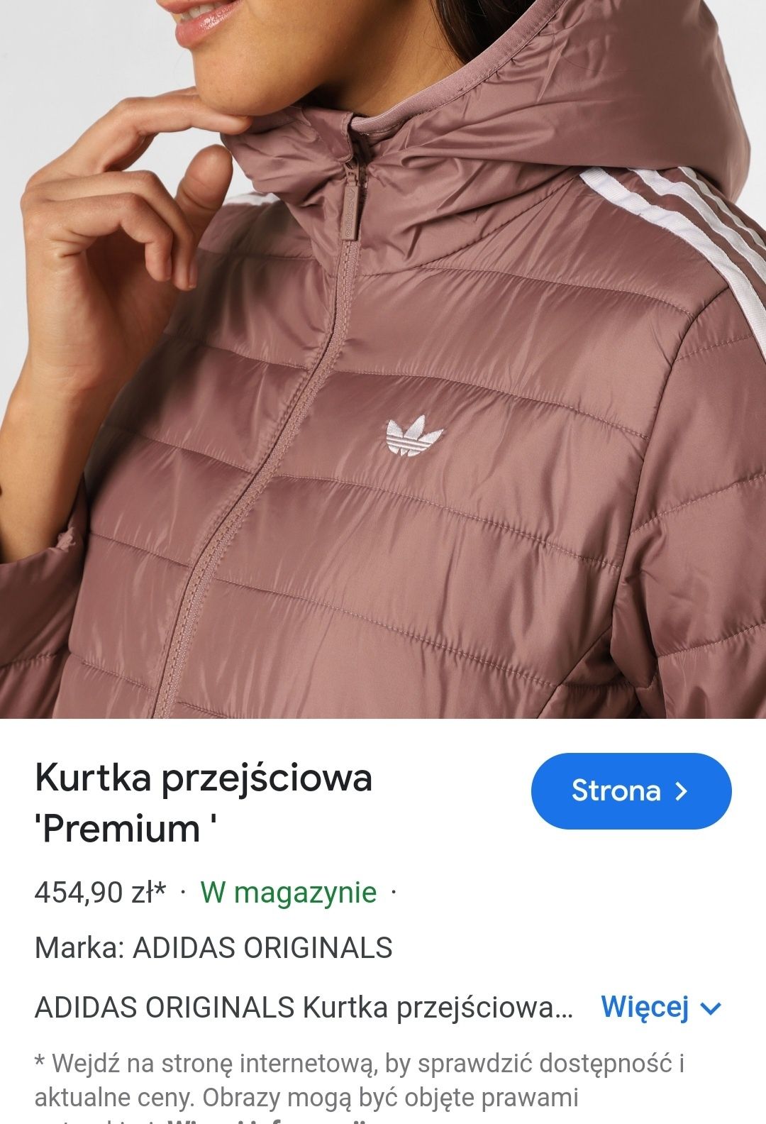 Nowa damska kurtka adidas przejściowa 38
