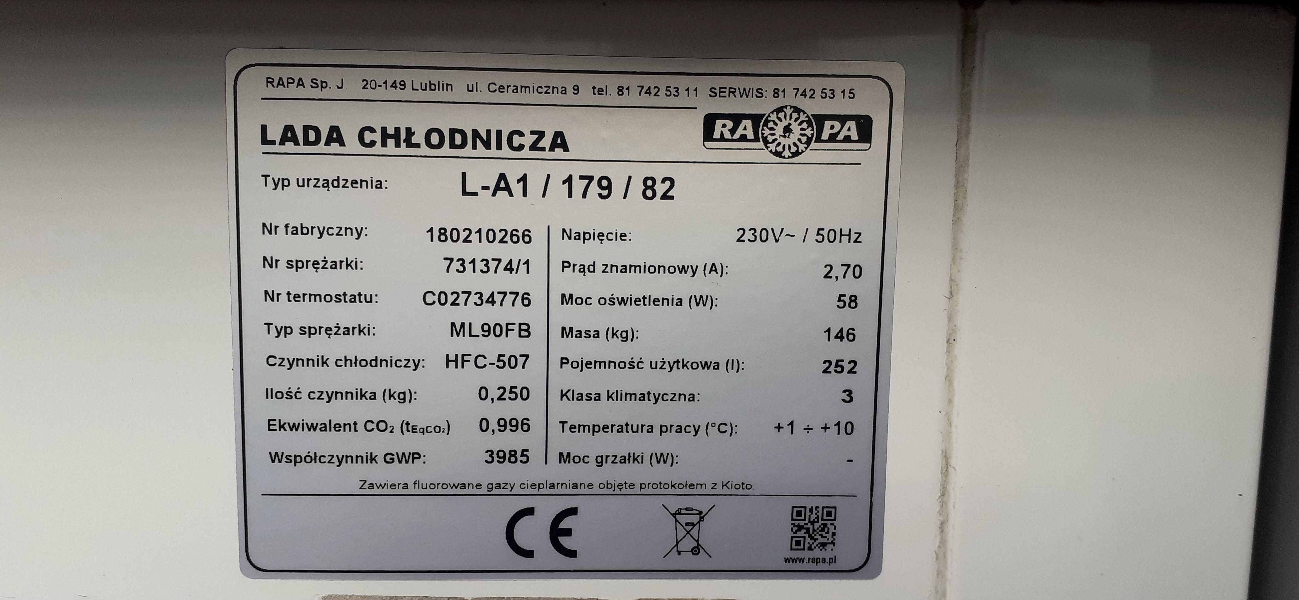 Lada chłodnicza / Lady chłodnicze Rapa 2018r
