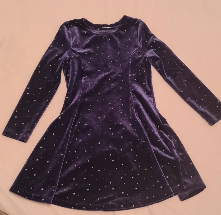 Vestido menina azul efeito veludo