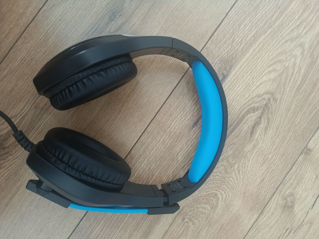 Słuchawki nauszne Krysenix czarno-niebieskie RGB Gamingowe