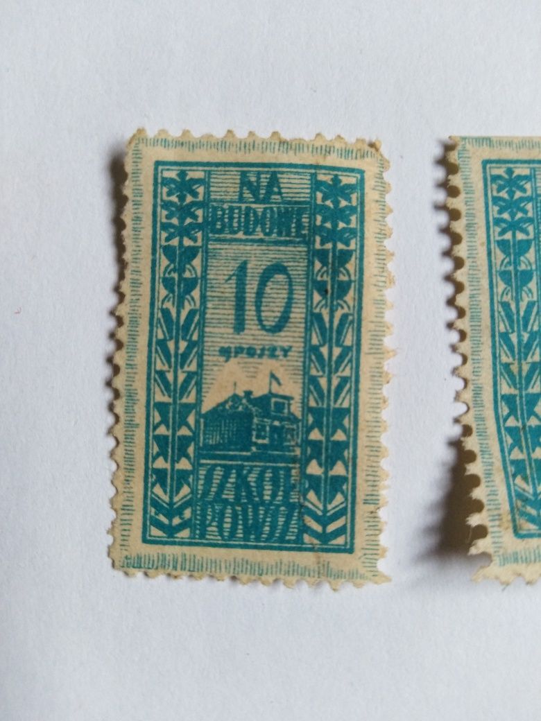 Stare znaczki 10 groszy Na budowę szkół powszechnych